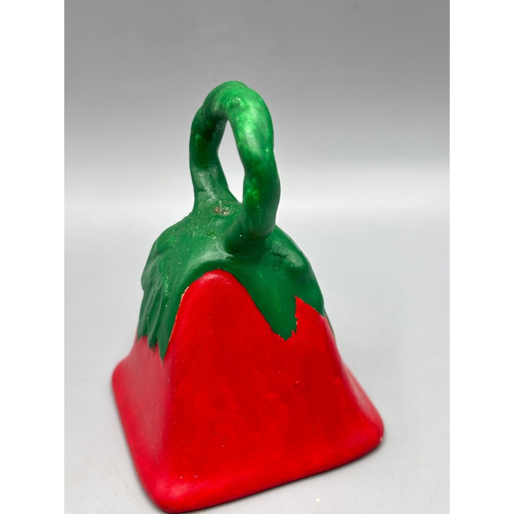 Vtg‎ Ceramic Red Bell Green Stem Strawberry Hand Painted Decor